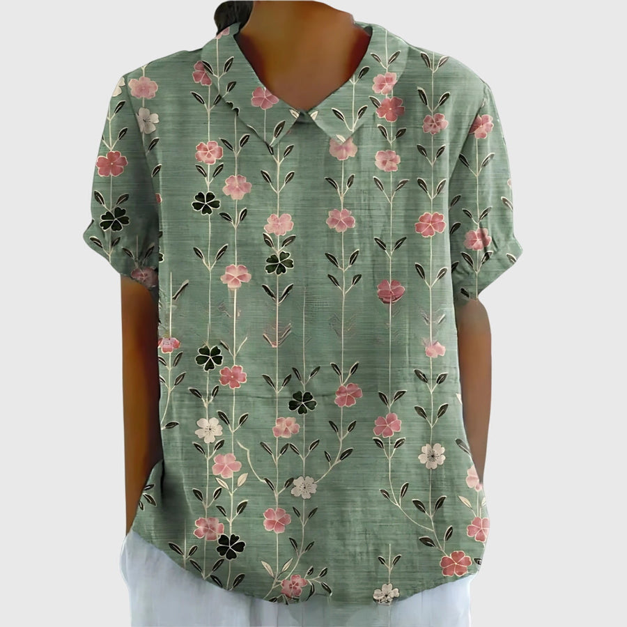 Jenna | Floral Blouse Green Floral Print
