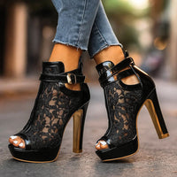 Estelle - Lace Open Toe Heels