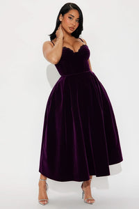 Julia Velvet Midi Dress Plum Fashion Nova