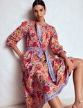 Cecily Cotton Midi Dress Multi, Dahlia Trail