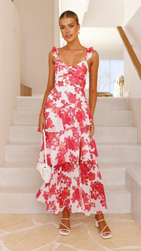 Achelle Maxi Dress Red Floral Buy Women's Dress Billy J