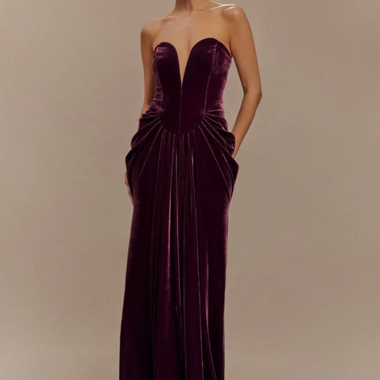 Deep Purple Strapless Maxi Dress