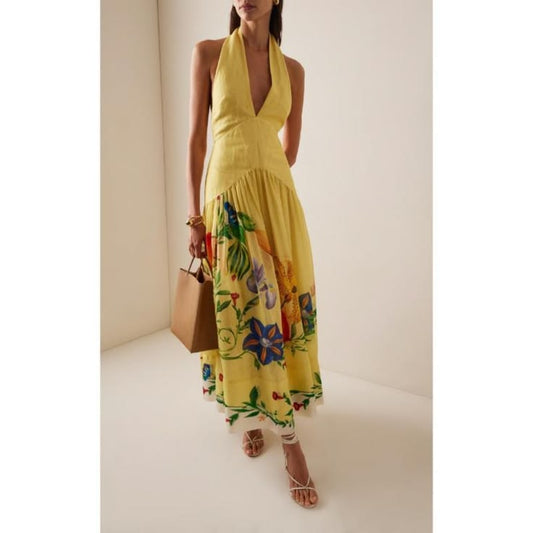 Alemais Dress Alemais Dahlia Halter Gown In Lemon Color: Yellow Size: