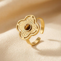Gold Floral Open Ring