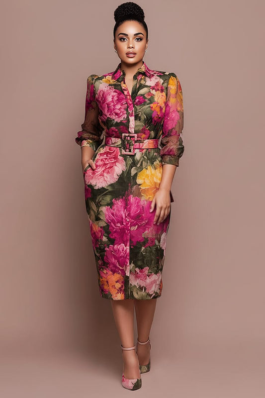 Xpluswear Design Plus Size Cocktail Party Multicolor Floral Shirt