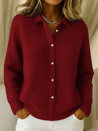 Lisa | Classic Knitted Button Cardigan Red