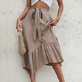 Dalia Asymmetric Ruffle Midi Skirt