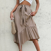 Dalia Asymmetric Ruffle Midi Skirt