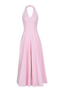 Women's Kelly Halter Sleeveless Crepe Ankle Length Dress S M L Dusky