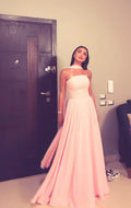 Modest A Line Strapless Chiffon Light Pink 20th Birthday Dress Prom