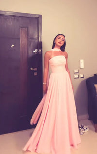 Modest A Line Strapless Chiffon Light Pink 20th Birthday Dress Prom