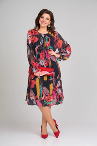 Aria – Modern Floral Midi Dress