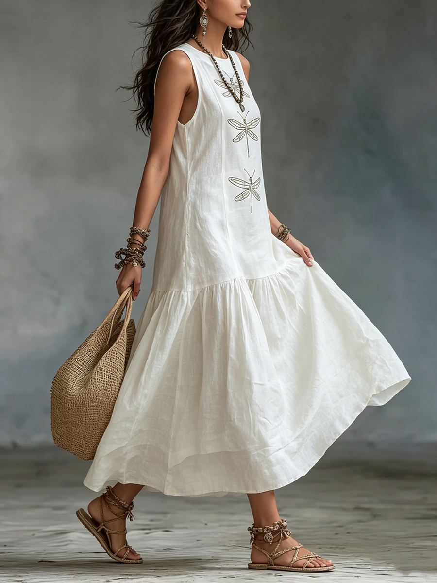 Myla - Sleeveless Dragonfly Dress