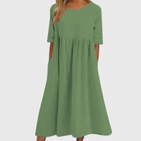 Haisley | Elegant Short-Sleeved Dress Green
