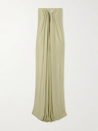 The New Arrivals Ilkyaz Ozel Olivienne Strapless Pleated Satin Gown