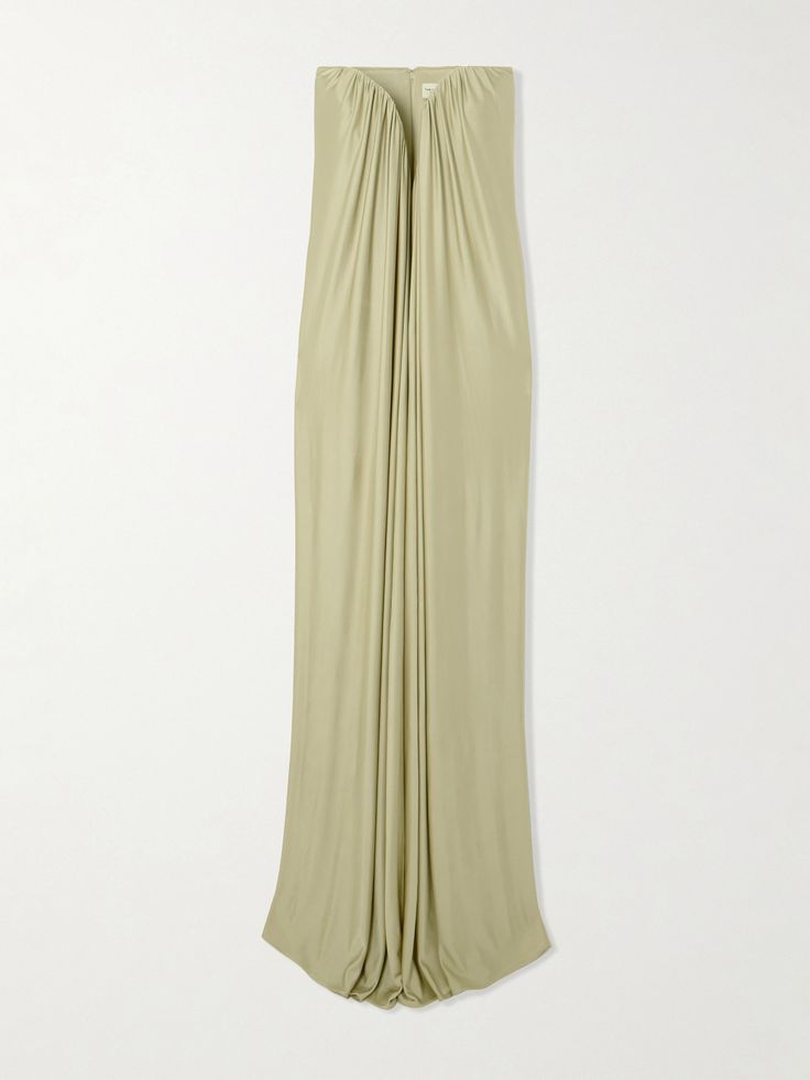 The New Arrivals Ilkyaz Ozel Olivienne Strapless Pleated Satin Gown