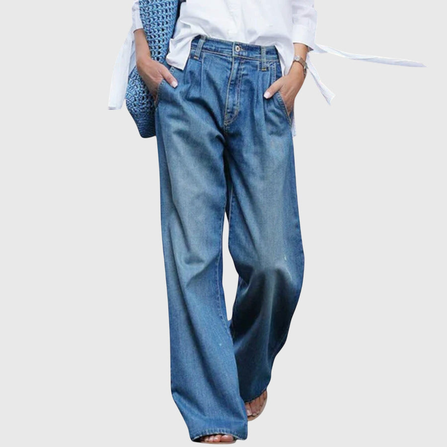 Ava - High-Quality Jeans With Wide Legs Blue