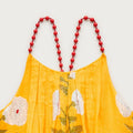 Tall Beaded-Strap Dress In Marigold Block-Print Ramie