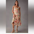 Farm Rio Dress Farm Rio Square Neck Tiered Ruffle Dress Floral Birds