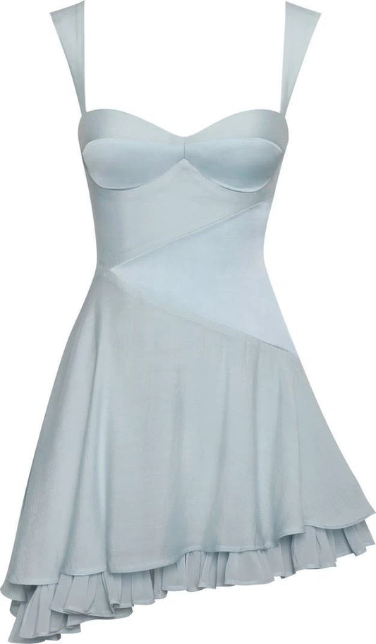 Miss Circle Yaffa Asymmetrical Mini Dress In Baby Blue At , Size Xx