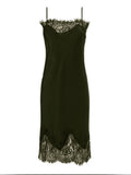 Gold Hawk Dress Gold Hawk Coco Lace Silk Slip Dress (Duffle Green)