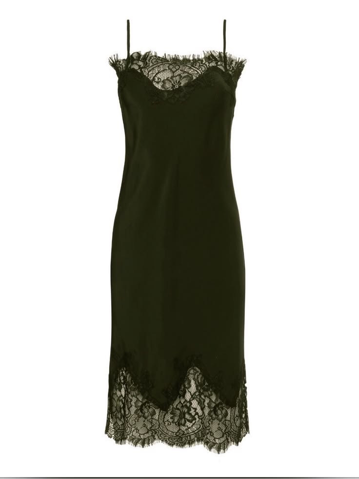 Gold Hawk Dress Gold Hawk Coco Lace Silk Slip Dress (Duffle Green)