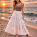 Gentle Fawn Skirts Gentle Fawn Maxi Skirt Medium White Tiered Boho