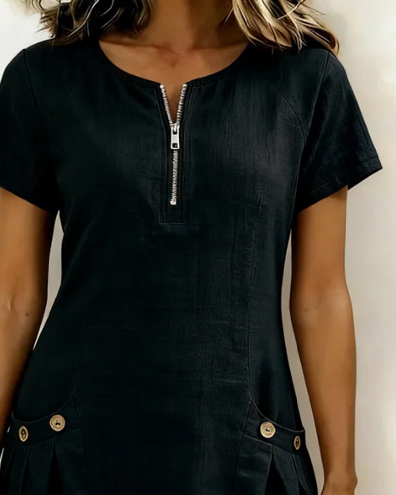 Marlow - Cotton Dress with Zip Pocket