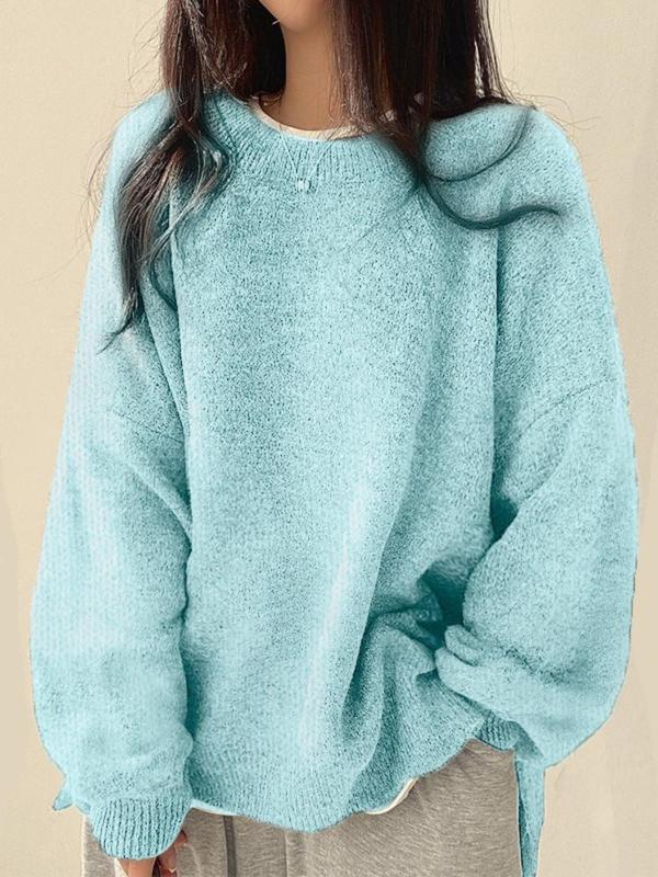Edwina - Drop Shoulder Split Hem Sweater