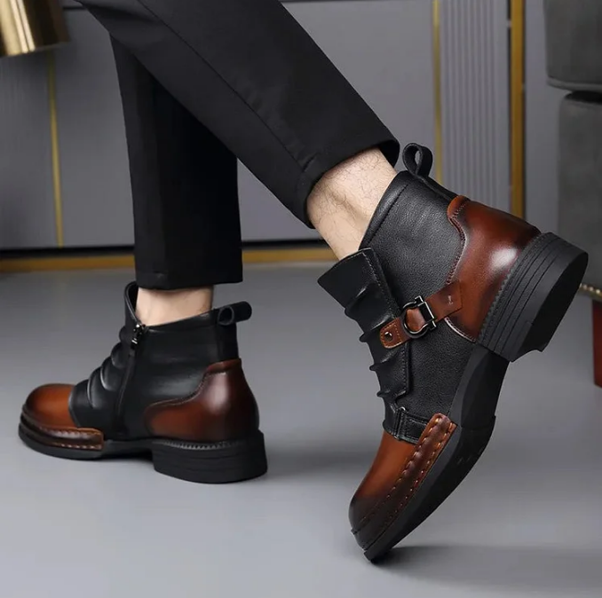 Wesley – Two-Tone Leather Ankle Boots