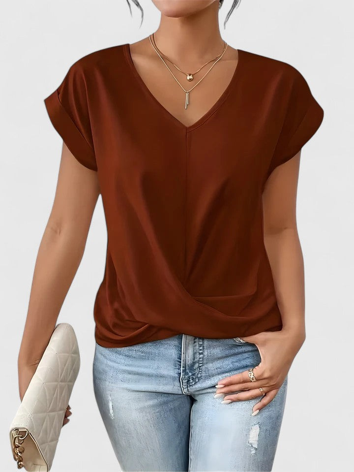 Mahrianne | Comfortable V-Neck Top Red