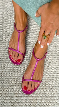 Anouk – Metallic T-Bar Summer Sandals