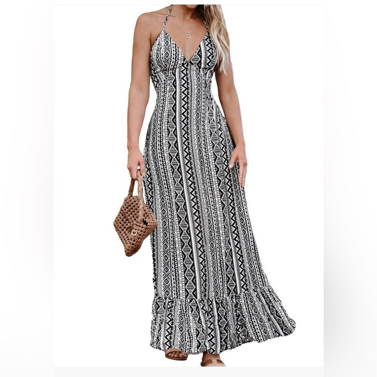 Cupshe Dress Nwt Flounce Maxi Beach Dress Color: Black Size: Xl