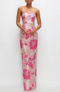 Metallic Floral Jacquard Strapless Column Gown (Women)