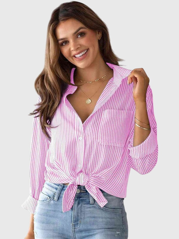 Ariana | Collared Neck Shirt Pink