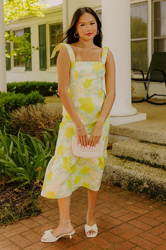 Hibiscus Garden Jacquard Midi Dress