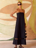 Mister Zimi Dress Mister Zimi Black Strapless Eyelet Trim Maxi Dress