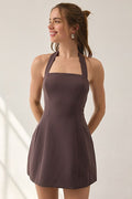 Bardot Nevelle Hourglass Halter Mini Dress In Brown, Women's At Urban