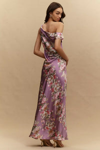 Sienna Off The Shoulder High Shine Satin Maxi Dress