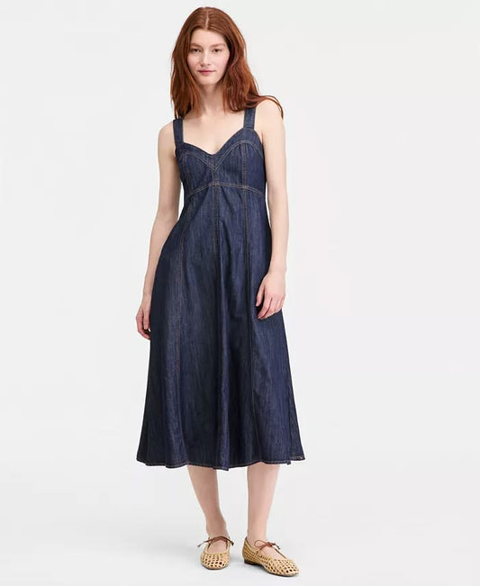 On 34th Women's Denim Sweetheart Neck Midi Dress, Exclusively At