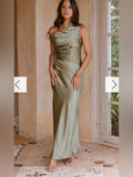 Auria Off Shoulder Maxi Dress Olive Color: Green Size: 14