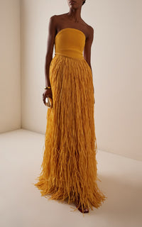 Florentia Raffia Fringe Maxi Dress By Aje