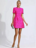 Embroidered Beaded Fuchsia Dress Color: Pink Size: Xl