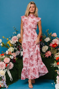 Kearny Ruffle Maxi Dress Pink Floral