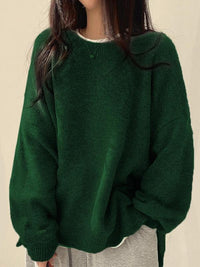 Edwina - Drop Shoulder Split Hem Sweater