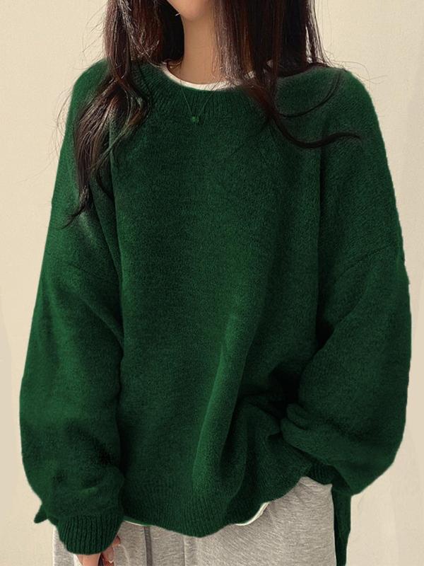 Edwina - Drop Shoulder Split Hem Sweater