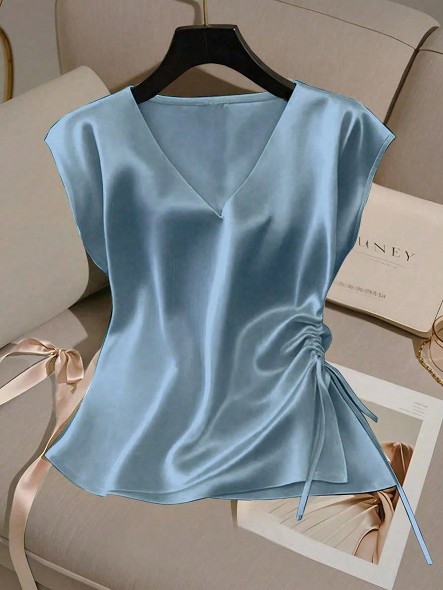 Eirene Flowy V-Neck Satin Top