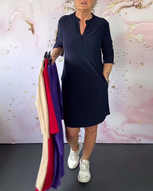 Hannah | Solid V-Neck Dress