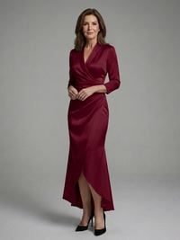 Coralie - Long-Sleeve Midi Dress with Front Closure