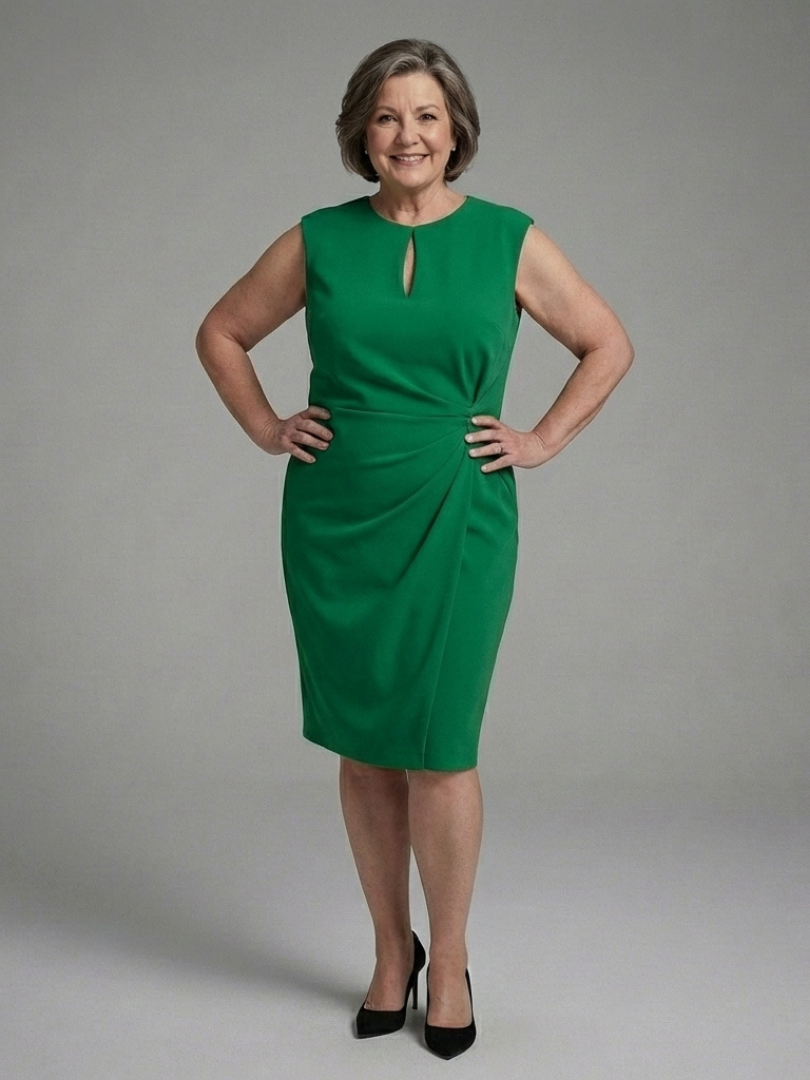 Alina - Sleeveless Midi Dress with Keyhole Detail